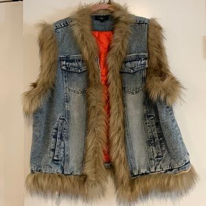 Fashion forward Jean Faux Fur jacket